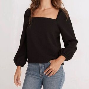 Madewell Black Square Neck Blouse 🖤🖤🖤 Feminine Top!